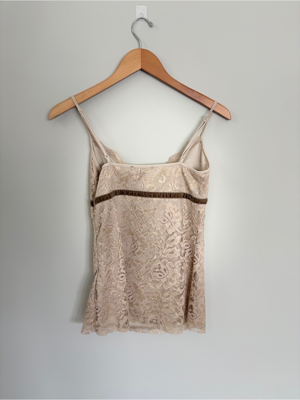 Express Vintage Y2K Lace Cami Tank Top with Velvet Trim - Picture 3 of 6